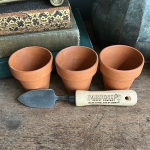 Gardener’s Mini Trowel Made in Holland Three Mini Terra Cotta Pots Planters